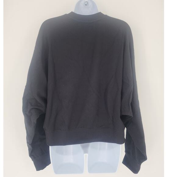 Adidas Trefoil Neon Gingham Logo Cropped Sweatshirt Black Women’s Size L - Picture 3 of 9